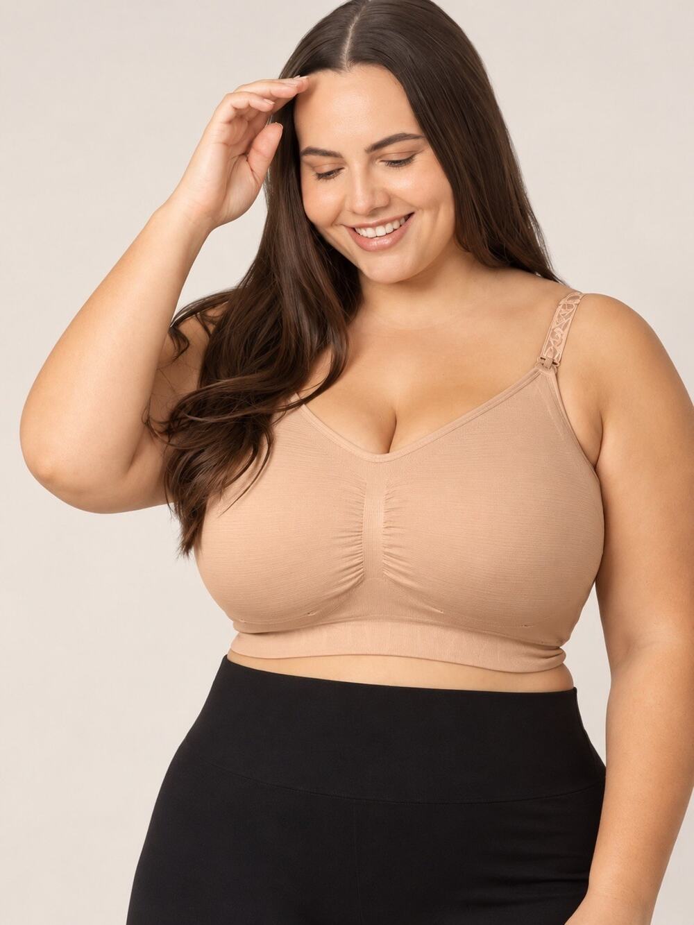 2 Kindred Bravely Simply Sublime Seamless Nursing Bra Hands Free Pumping Nude XL